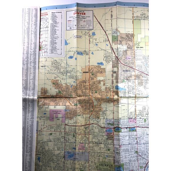 Vintage Chevron Street and Vicinity Map Denver - 1968 Edition - vn - Picture 2 of 4